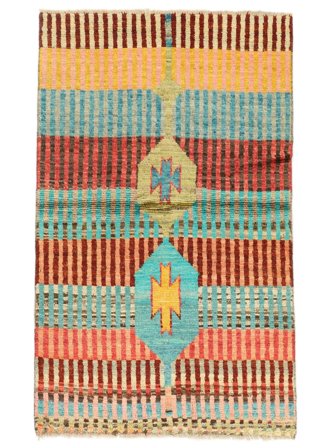 Annodato A Mano Berber Colourful Tappeto 81X137 Di Lana Arancione/Verde Piccolo