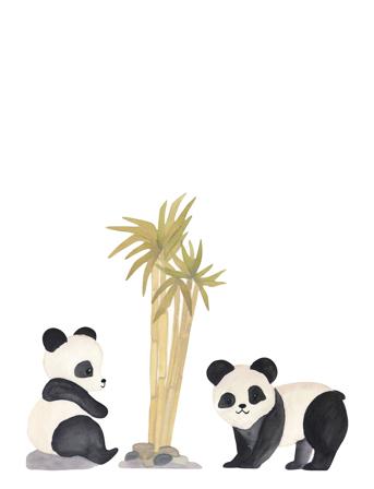 Wallstickers Pandas And Bambus Home Kids Decor Wall Stickers Animals Cream That's Mine