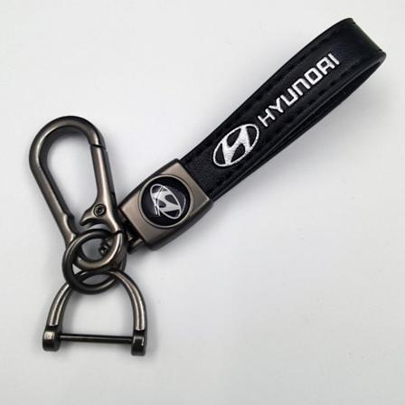 Personlig bilnøglering i metal med logo - Læder nøglering til mænd modern Gunmetal Hardware