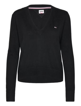 Tjw Essential Vneck Sweater Black Tommy Jeans