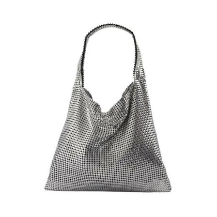 Paco Rabanne, Pixel Tote in Silver-Tone Aluminium Grijs, Dames, Maat:ONE Size