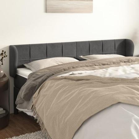 Vidaxl Huvudgavel Med Kanter Mörkgrå 183x23x78/88 Cm Sammet Grå