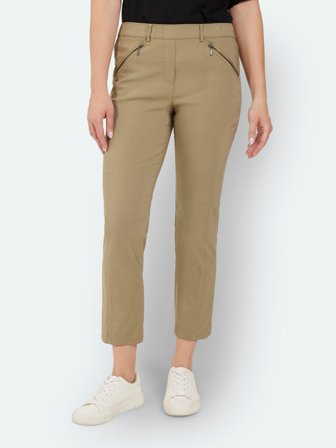 BRANDTEX - 7/8 Bukser - Khaki - Elastik i Taljen