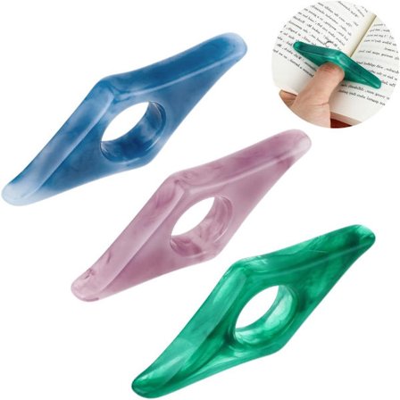 Tre-delt tommelklemme sæt - læseklips - læsetilbehør, egnet til at lære at læse, 8 cm (flere farver)