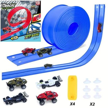 En 5-meter fleksibel racerbane til børn - der kan rulles sammen, er en passende julegave til børn fra 3 år og opefter.