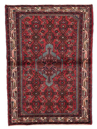 100X145 Tapete Oriental Hamadã Preto/Vermelho Escuro (Lã, Pérsia/Irão)