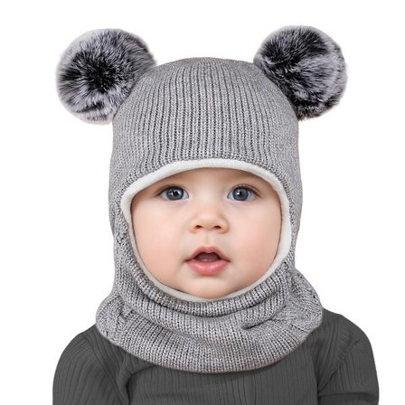 Mysig Vintermössa & Halsduk Set för Barn - Mjuk Stickad Mössa med Öronlappar, Varm & Stilren för Barn till Barn, Enfärgad, Perfekt [DB]