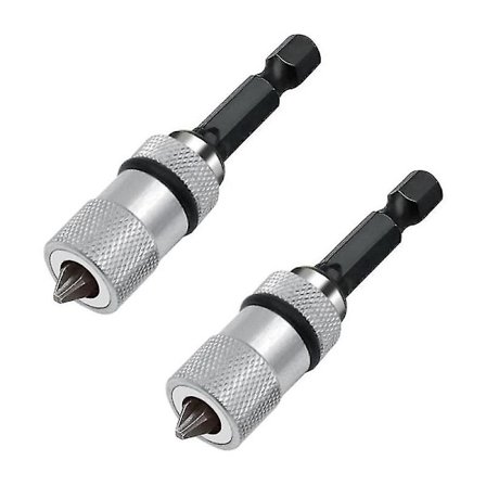 Bit Holder med Dybdestop og Ringmagnet, 2 Styk 1/4 Tomme Bit Holder, Magnetisk Bit Holder med
