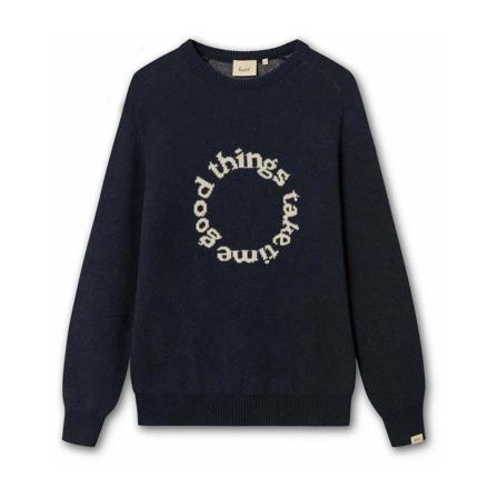 Forét Round-neck Strik Blå, Herre Strik, Størrelse: 2XL