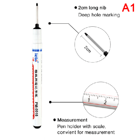 Langt hode Markør Penner Baderom Trebearbeiding Dekorasjon Multi-pur svart 13,5 cm black 13.5cm