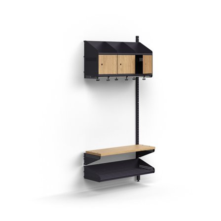 Garderobenschrank ENTRY, Anbaumodul, wandhängend, 1800 x 900 x 300 mm, anthrazit/Eiche