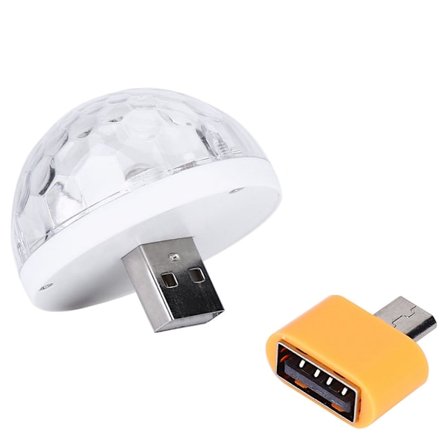 5V 5W RGBW Mini USB Discolys med Mobiltelefonadapter (til Android)