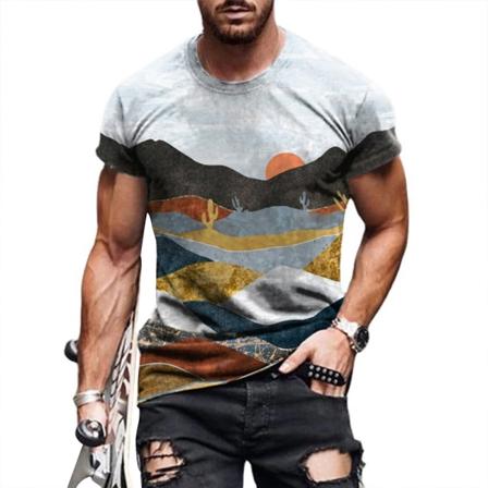 Sommer menns pustende rund hals print korte ermer - Perfet As pics 2XL