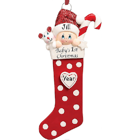 Første Baby Julepynt - Første Baby Julepynt - Personlige Nyfødte Babygaver, Rød (LGL)