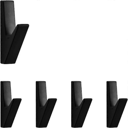 5 Mattamustat seinäkoukut Rock-koukku, musta sinkkiseoskoukku sopii vaatekaappiin olohuoneeseen makuuhuoneeseen kylpyhuoneeseen