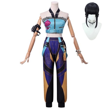 KPop Demon Hunters Zoey Cosplay Kostymset Halloweenfest Maskerad Kompatibel med Kvinnor _e Zoey Med Peruk Zoey Med Peruk