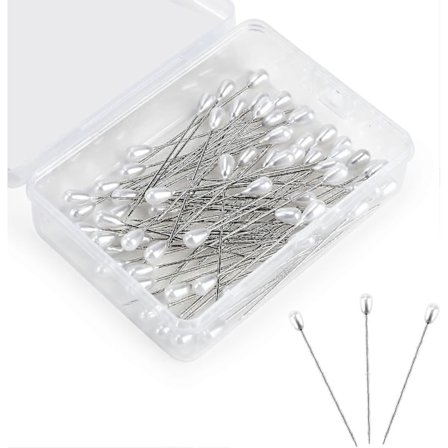 Knaphulsnåle 100 stk. Dråbeformede Perlehovednåle Hvide Lige Hovednåle Til Smykkefremstilling Synåle Bryllupsblomsternåle Til Kvinder Og Piger DIY 