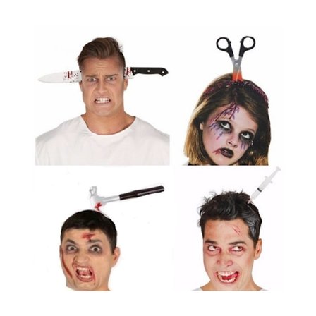 Halloween accessoarer Unisex Barn, knivar etc genom huvudet m diadem