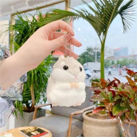 Cartoon Hamster Leksak Doll Nyckelring Söt Hamster Plysch Nyckelring För Flickor Presenter Kreativ Skolväska Nyckelring Gray-Chain