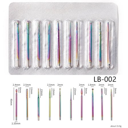 10 stk./sæt Diamant Neglebor Elektrisk Manicure Boremaskine Fræsere Sæt Pedicure Filer Gel Polish Værktøj Negle Tilbehør