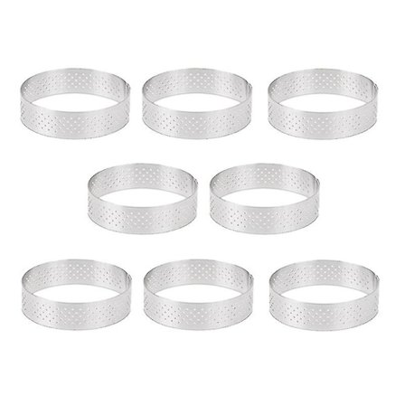 Db 8 stk. 8 cm rustfrit stål tærteforme fransk dessert mousse frugttærte tærtering quiche kageform (haoyi