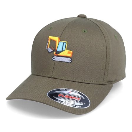 Kinder Kiddo Cap - Grün flexfit Cap - Kinder Excavator Olive Flexfit @ Hatstore