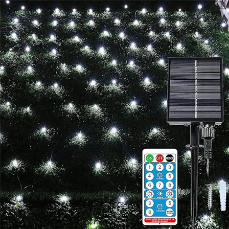 Nätjulbelysning med solceller, 8 lägen, 200 LED
