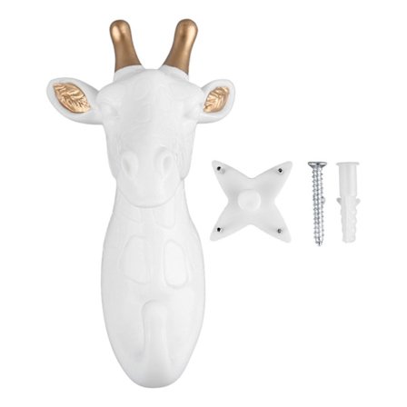 Harts Krok i Djurform, Väggmonterad Hängande Krok, Dekorativ Krok för Kappa Handduk Nyckel Målad Gyllene Giraff RHZ