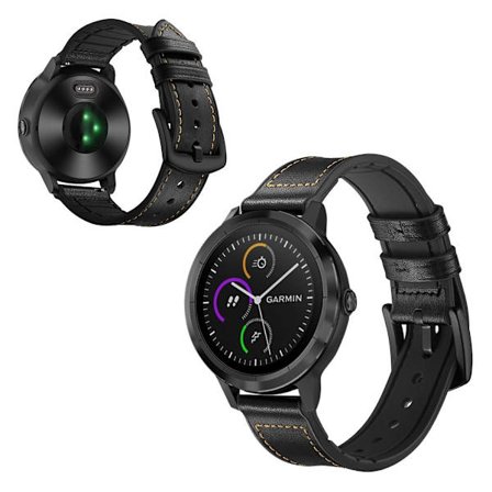 Garmin Vivoactive 3 / Vivomove HR klockarmband i äkta läder - Svart