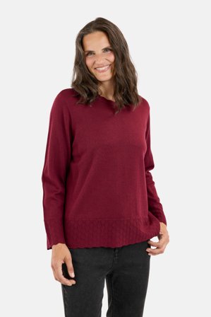 SIGNATURE - Langærmet Strik - Bordeaux Melange