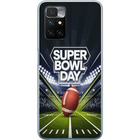 Yhteensopiva Puhelinkuori Xiaomi Redmi 10 Super Bowl Day juliste, jossa amerikkalainen jalkapallo valaistuksella varustetulla areenalla dramaattisessa