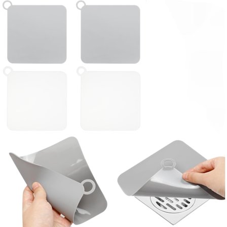 4-pak Silikone Gulvafløbsdæksel, 15x15 cm Kloaklugtstopper - Deodoriserende Afløbsprop til Køkken Badeværelse Vaskerum, Blokering