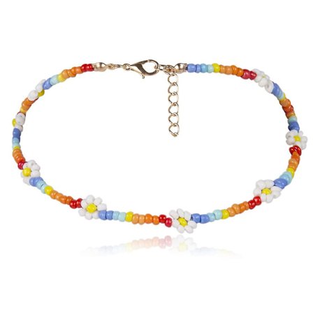 Bohemisk färgad pärla Daisy Halsband Halsband Halsband Halsband Kort Solros
