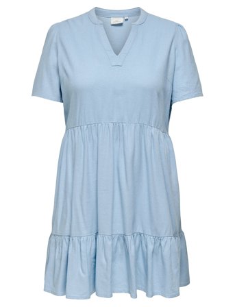 ONLY Carmakoma Cartiri-Caro S/S V-Neck Lin Dress Tlr - Blue - 44
