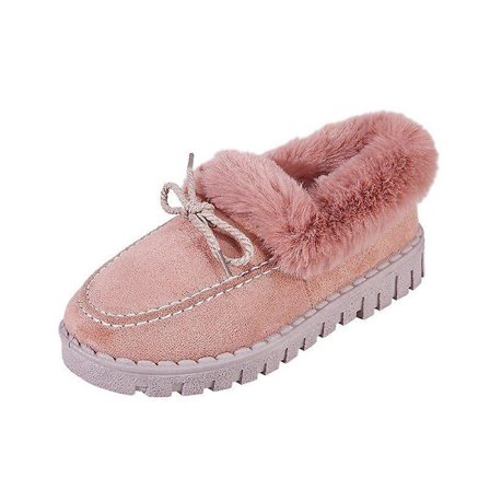Höstvinter- Casual Fur Bowknot, Fluffy Furry, Slip-on Sneakers Set-b