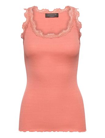 Silk Top W/ Lace T-shirts & Tops Sleeveless Rosa Rosemunde*Betinget Tilbud