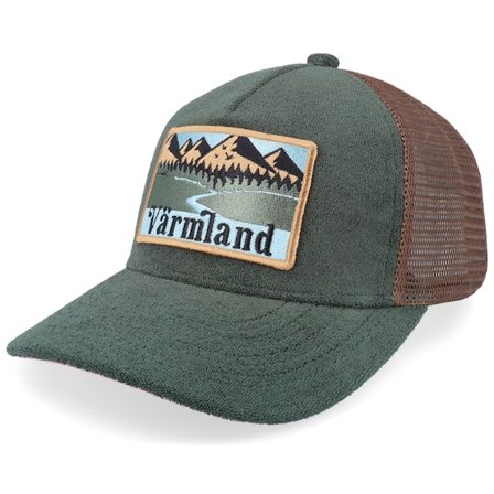 Wild Spirit - Grøn trucker Kasket - Swedish Värmland Landscape Terry Green/Brown A-Frame Trucker @ Hatstore