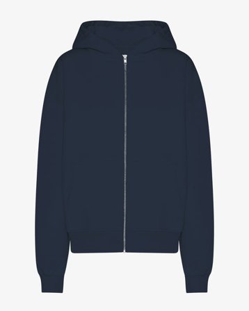 Organic Oversized Zip Hood - Navy Blue