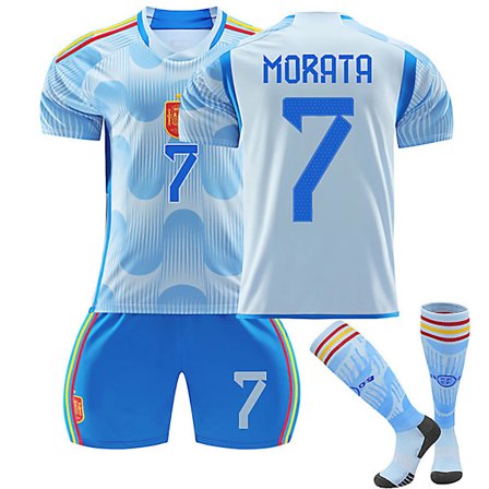 Spania 22-23 Bortetrøye MORATA Nr 7 Fotballdraktsett