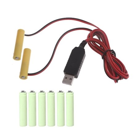 USB AAA Batteri Eliminator Strømforsyningsadapter, 1.5V 3V 4.5V 6V for AAA LR03 {db}