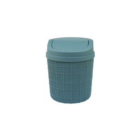Bordsavfallsbehållare med lutande lock - 85 g - Kompakt design - För badrum - Blå - 11,5 x 16 cm