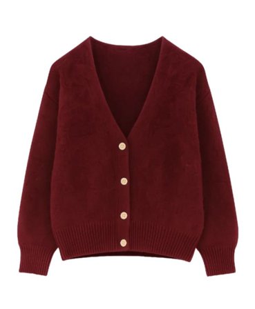 Tiffany Lilje Mohair, Knit Cardigan - Bordeaux Tröjor Dam Röd ONESIZE