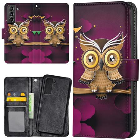 Samsung Galaxy S22 - Lommebok Deksel Lysbrun Ugle Multicolor