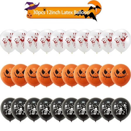 30 stk. Halloween-festballon-dekorationer, 12 tommer sort orange