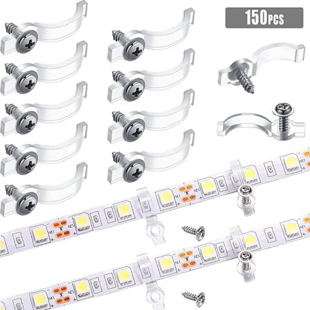 LED-nauhan kiinnityskannattimet ruuveilla, vedenpitävät LED-nauhaklipsit, yksipuoliset LED-valoklipsit, ihanteelliset 10 mm leveille LED-nauhoille 