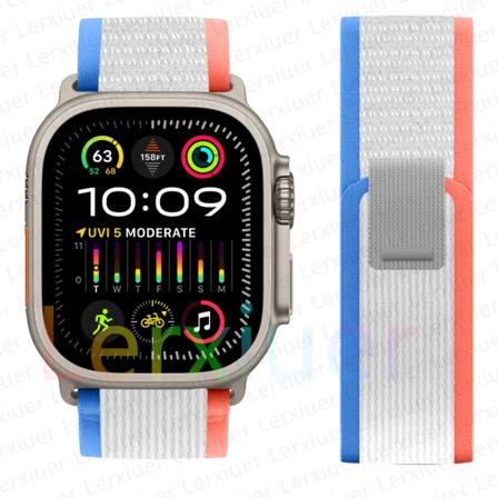 Trailrem for Apple Watch Ultra 2 band 49mm 44mm 45mm 40mm 41mm 38mm 42mm 45 44 mm armband iWatch series 8 9 7 6 5 3 se blå oransje blue orange 42 44 