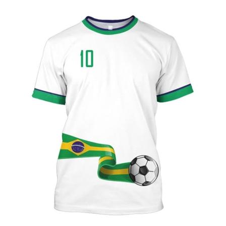 Brasilien tröja 3D Harajuku tryck sport lös casual T-shirt vit XL