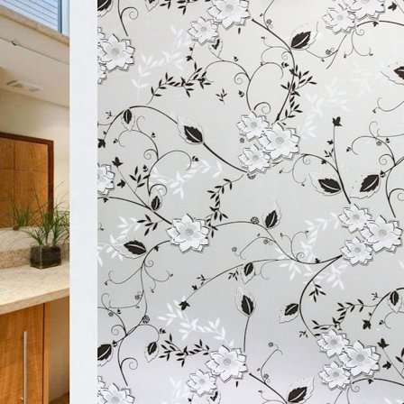 Antikik fönsterfilm, blommig elektrostatisk fönsterfilm, 50 cm x 200 cm