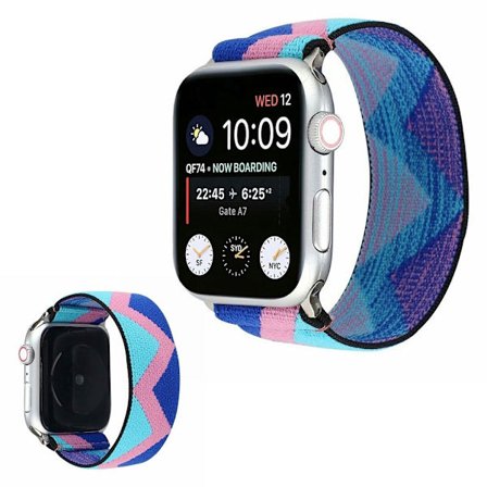 Apple Watch Series 6 / 5 40mm trasa mönster klockarmband - blå / rosa / blå Zig-zag