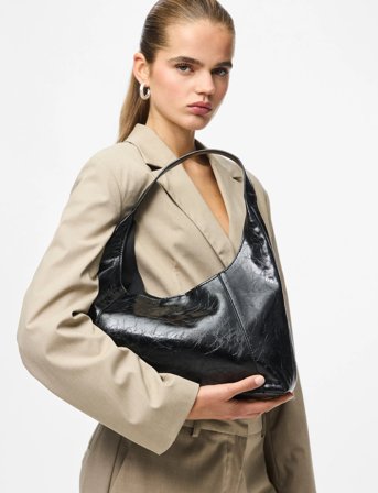 Pieces Pcjoye Patent Hobo Bag D2D Fsy - Black - ONE SIZE